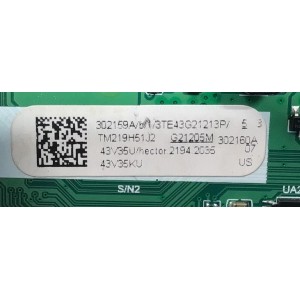 MAIN FUENTE (COMBO) PARA TV TOSHIBA·FIRE TV FHD / NUMERO DE PARTE 302159 / TPD.MT9021T.PB705 / 302160 / 43V35U / PANEL JHD425X1F52-T0L1K1\S0\GM\ROH / DISPLAY T430HVN01.2 / MODELO 43V35KU 43V35U